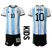 Argentina Lionel Messi #10 Hemmadräkt Barn VM 2022 Kortärmad (+ Korta byxor)